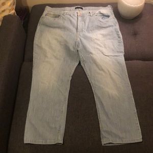 Lee Capri denim and white striped jeans